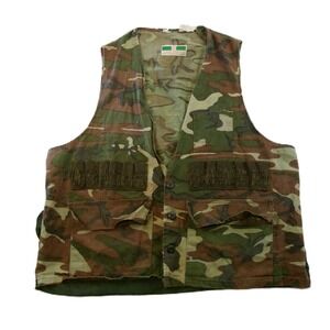 Game Winner Mens XL Hunting Vest Camo Woodland Cotton Canvas‎ Utility Game Bag